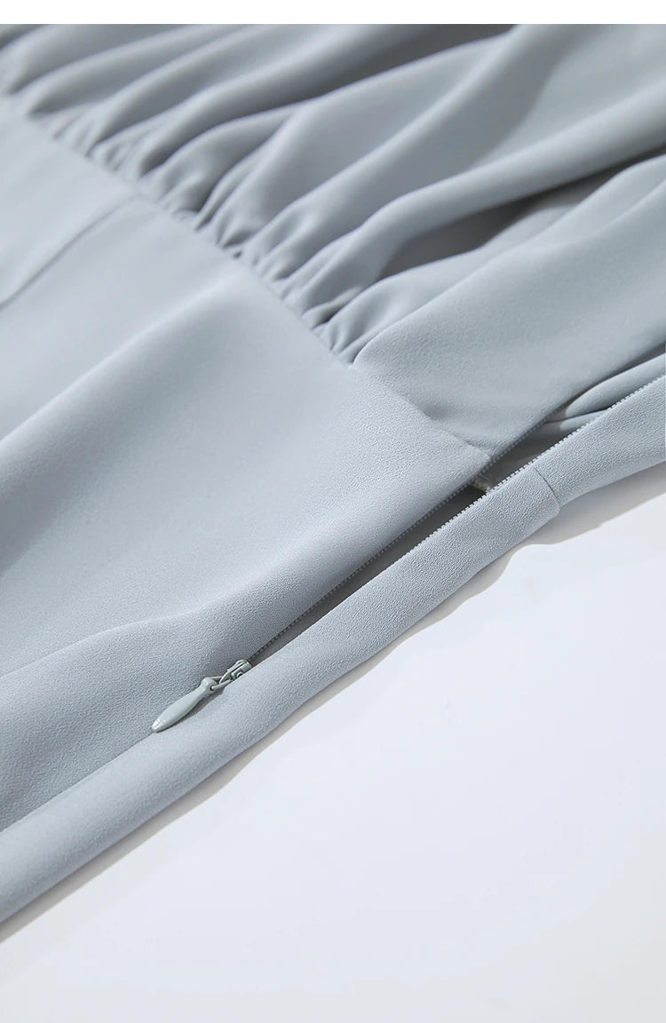 Women’s asymmetric off-shoulder long dress – luxurious black chiffon, elegant and sexy.