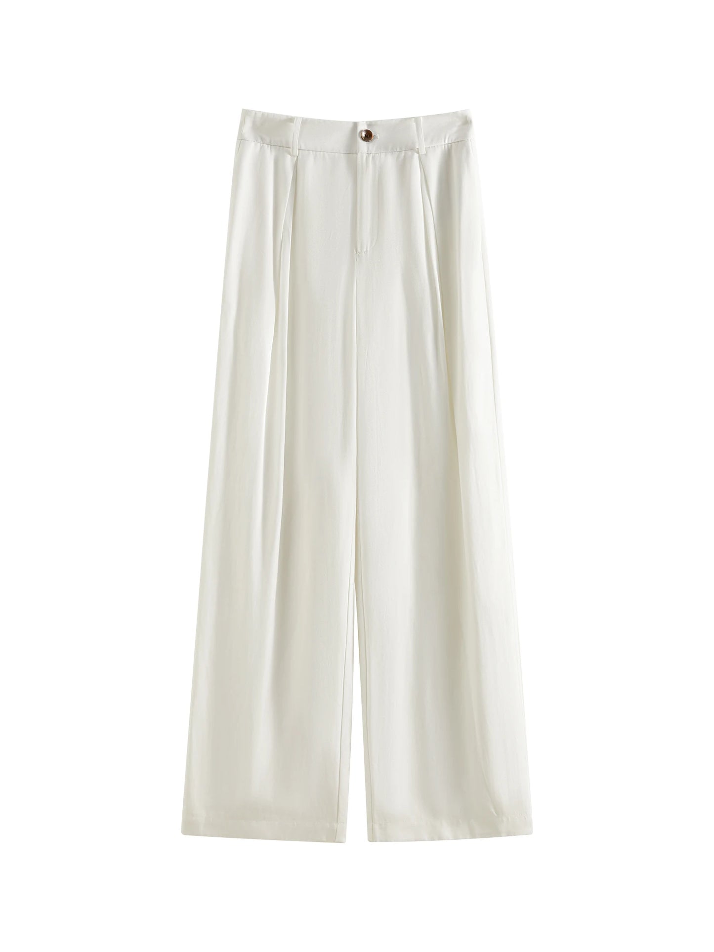 Vintage Tailored Linen Vest & Wide-Leg Pants Set