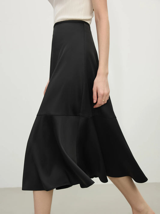 Elegant Asymmetric Satin Skirt